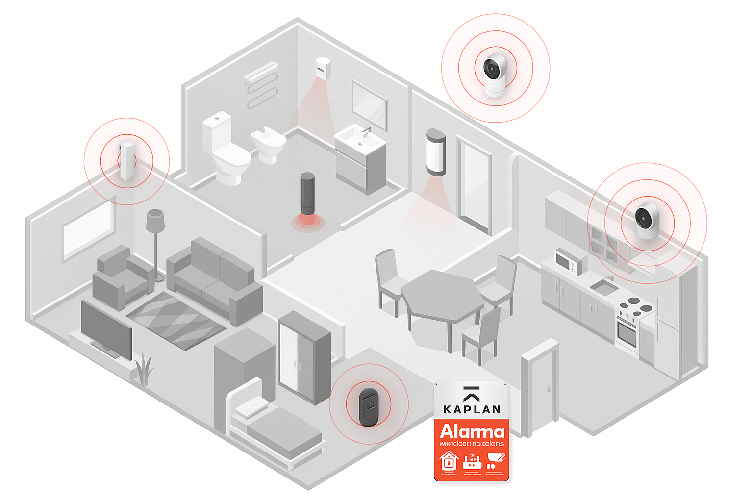 Vivienda protegida con alarma Kaplan Protect